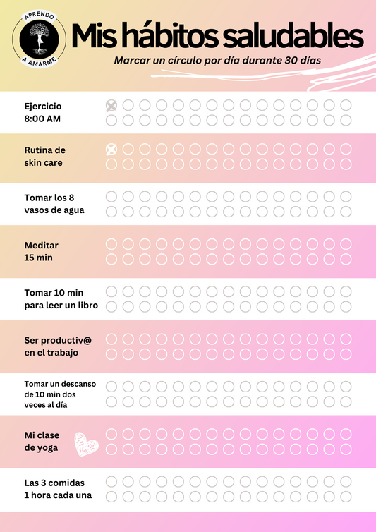 A4 planificador de habitos saludables mensuales para imprimir en casa