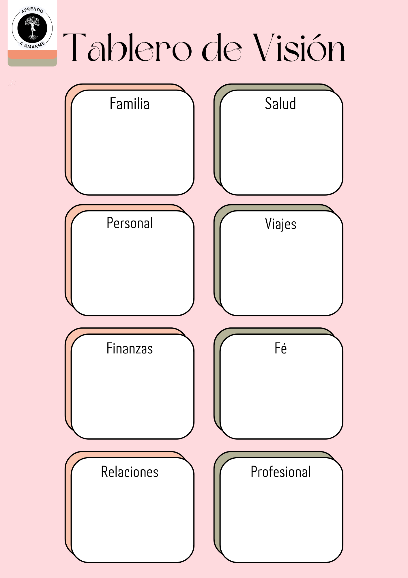 Tablero de Visión Mujer 1 APrendo a Amarme para imprimir en casa